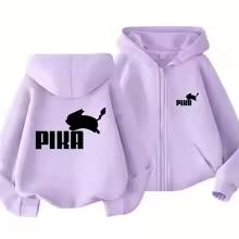 Children Zipper Cardigan Hoodies Print Tops Boy Black Girls Pink Sweatshirt Coat Long Sleeve Casual Fashion Hooded