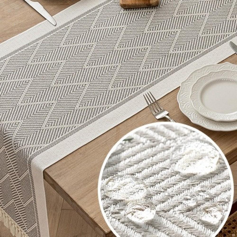 Home Decor Nordic Style Table Runner with Tassel Waterproof Table Cloth Polyester Washable Table Cover Festival