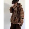 Vintage Gradient Half-Zip Wool Blend Sweatshirt Oversize Hooded Striped Top Men Women