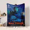 1Pc Halloween Horror Movie Poster Flannel Blanket, Soft And Comfortable, Casual Warm, Camping Travel, Christmas, Halloween Xmas Gift L1247