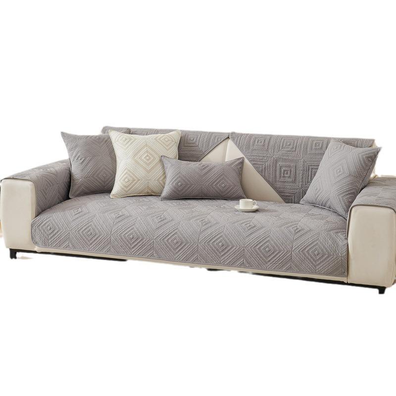 Solid Color Cotton Fabric Non-Slip Sofa Cushion Pure Cotton Four-Season Universal Seat Cushion Simple Modern Backrest Towel Light Luxury