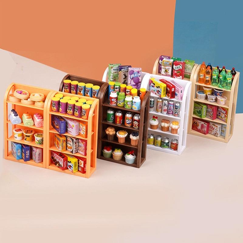 1:12 кукольных миниатюрных полок для супермаркета, витрина, стеллаж для хранения, декор для игрушек, аксессуары для кукольных домиков