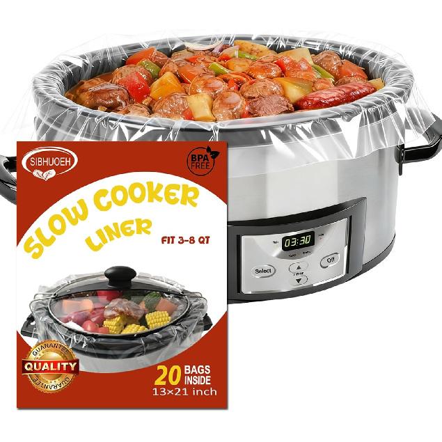 Slow Cooker Liners, Fits 3-8 Quarts 13x21 Inch Large Size, BPA-Free Slow Cooker Bags for Oval/Round Pots, Disposable Cooking Bags, 10 Count