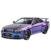 1/24 Nissan Skyline GTR R34 Форсаж Модель машины из сплава Звук Свет Коллекционная Миниатюрная Voiture Литая Игрушечная Машина Мальчик C342