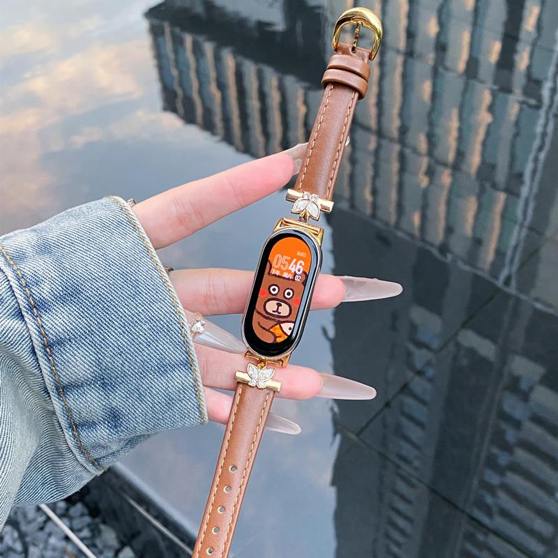 Роскошный кожаный ремешок для браслета Xiaomi Mi Band 9, сменный многоцветный ремешок для браслета Xiaomi mi band 8, браслет Correa