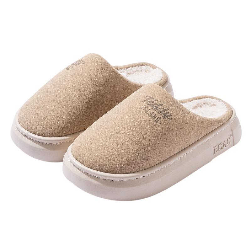 Хлопковые тапочки на толстой подошве для женщин на зиму, с плюшевыми офисными и домашними противоскользящими теплыми сумками и хлопковой обувью для ношения на улице