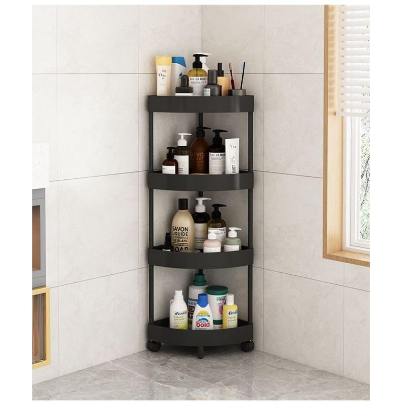 Угловая полка для ванной комнаты, треугольная полка для хранения на колесах, независимая двухъярусная тележка для хранения, многофункциональное передвижное хранилище для ванной комнаты