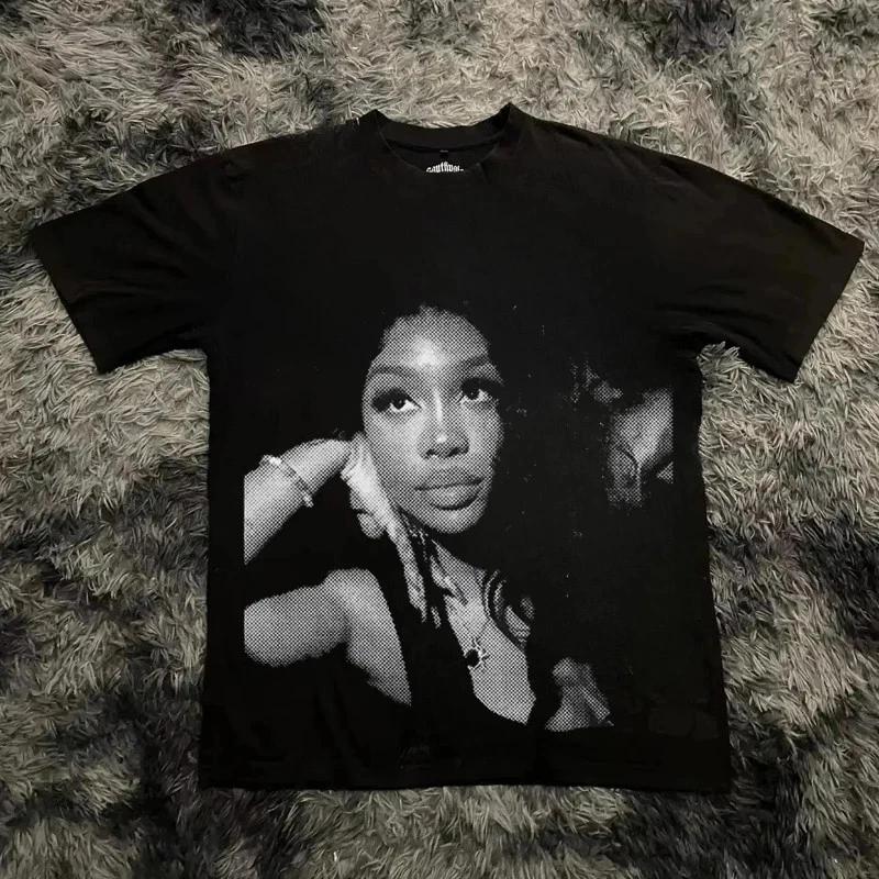 Графическая футболка SZA Y2K R&B Музыкальный исполнитель Футболка Streetwear Хлопок Унисекс S-3XL