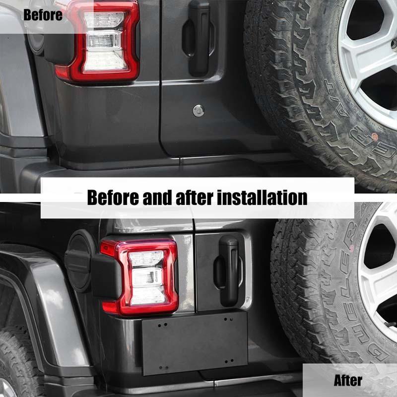 Car Rear Tailgate Handle License Plate Holder Bracket Aluminium Alloy Mounting Fit For Jeep Wrangler JL 2018 Up Exterior Accessories