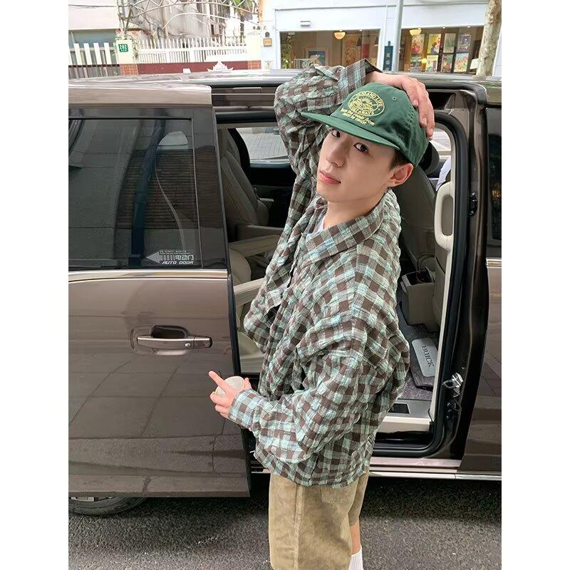 Рубашка с длинным рукавом с буквенным принтом 2024 года в японском стиле в стиле Гонконга, свободная рубашка для мальчиков, летнее модное универсальное повседневное пальто