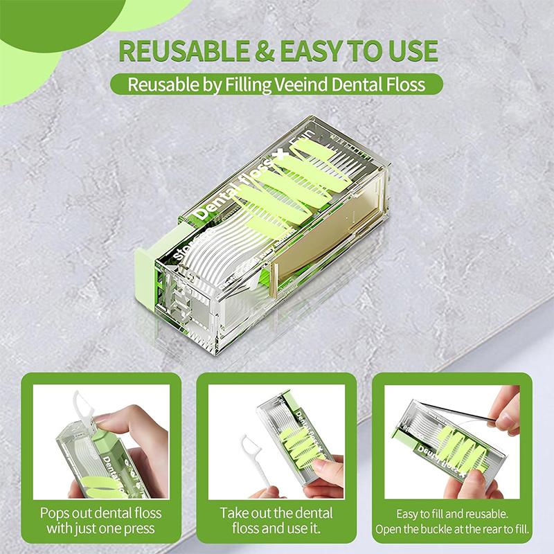 Dental Floss Storage Box With 10pcs Dental Floss Portable Household Creative Lighting Machine Type Premium Carry-On Automatic Dental Floss Box