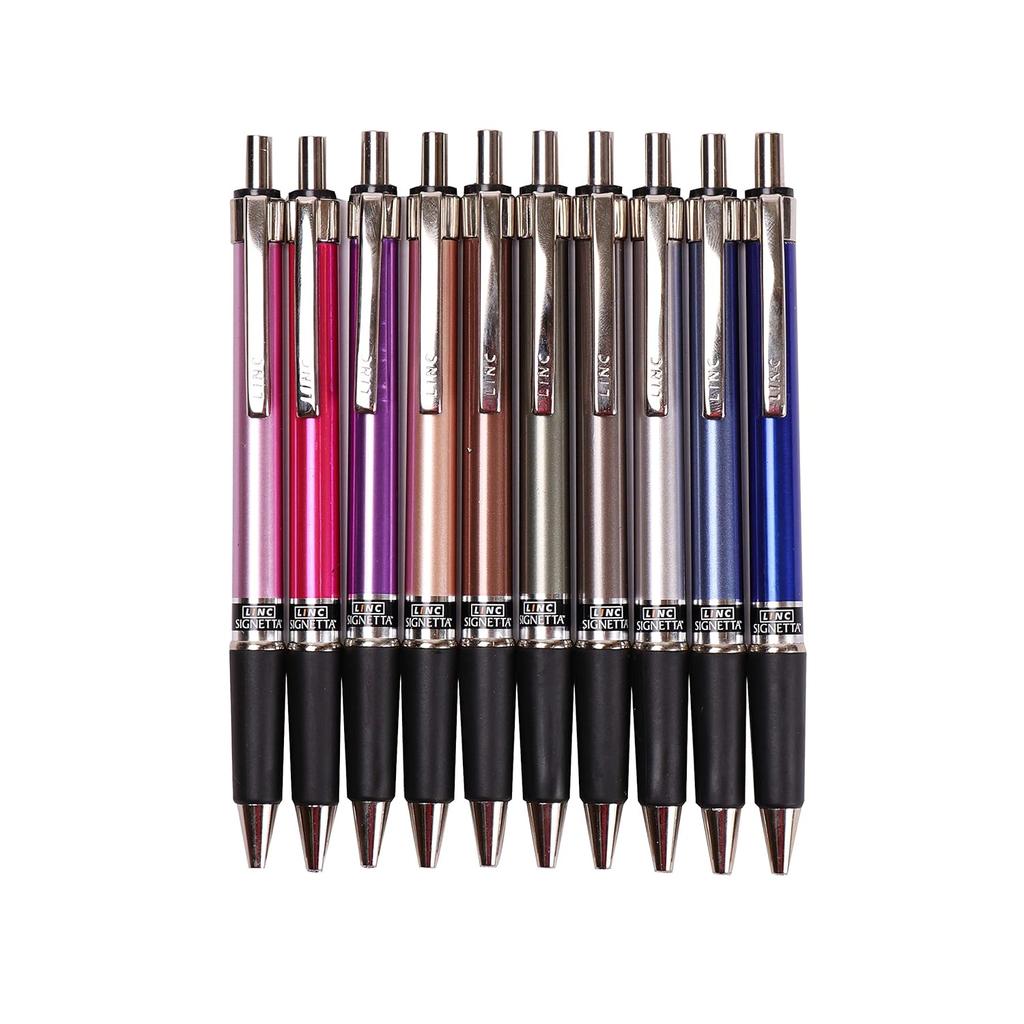 Linc Signetta 0.7 mm Retractable Ball Pens Black Ink Pack of 1 X 10PCS for Office Home & School Use