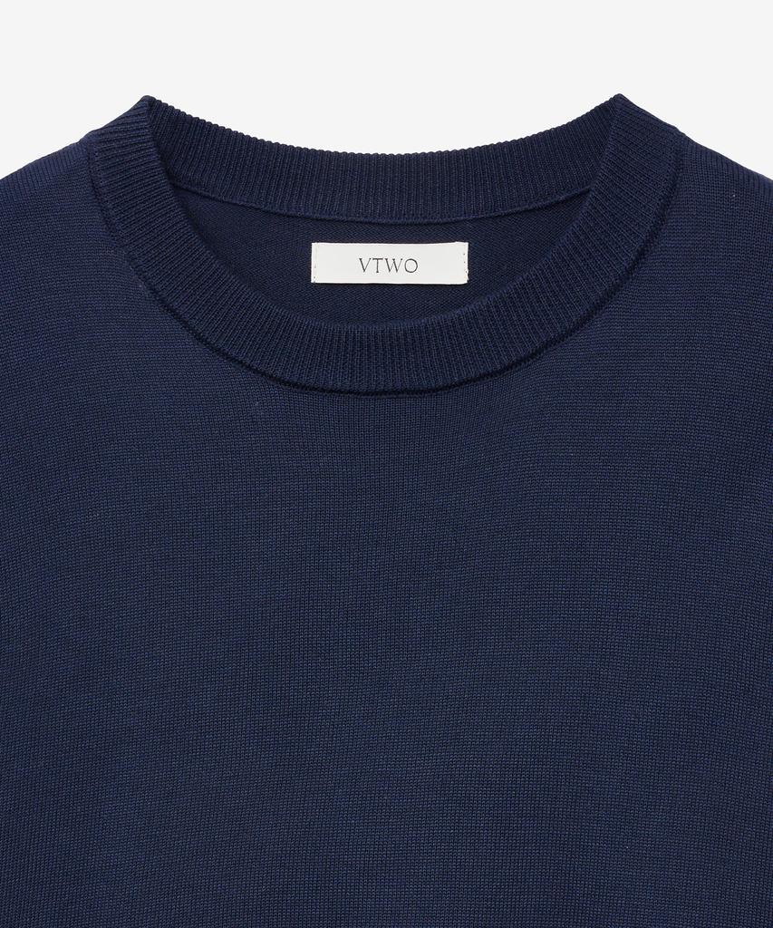 VTWO Cool Washable Round Neck Half Knit (Navy)
