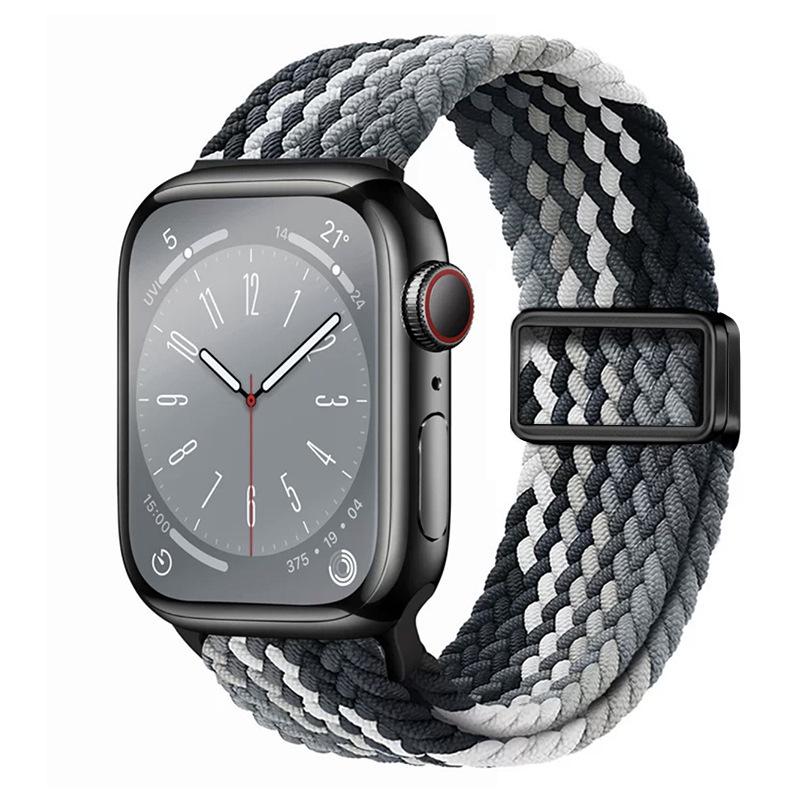 Совместимо с Apple Watch S10, iWatch 11, Xiaomi 9, Huawei; Нейлоновый ремешок с магнитной пряжкой "Радуга".