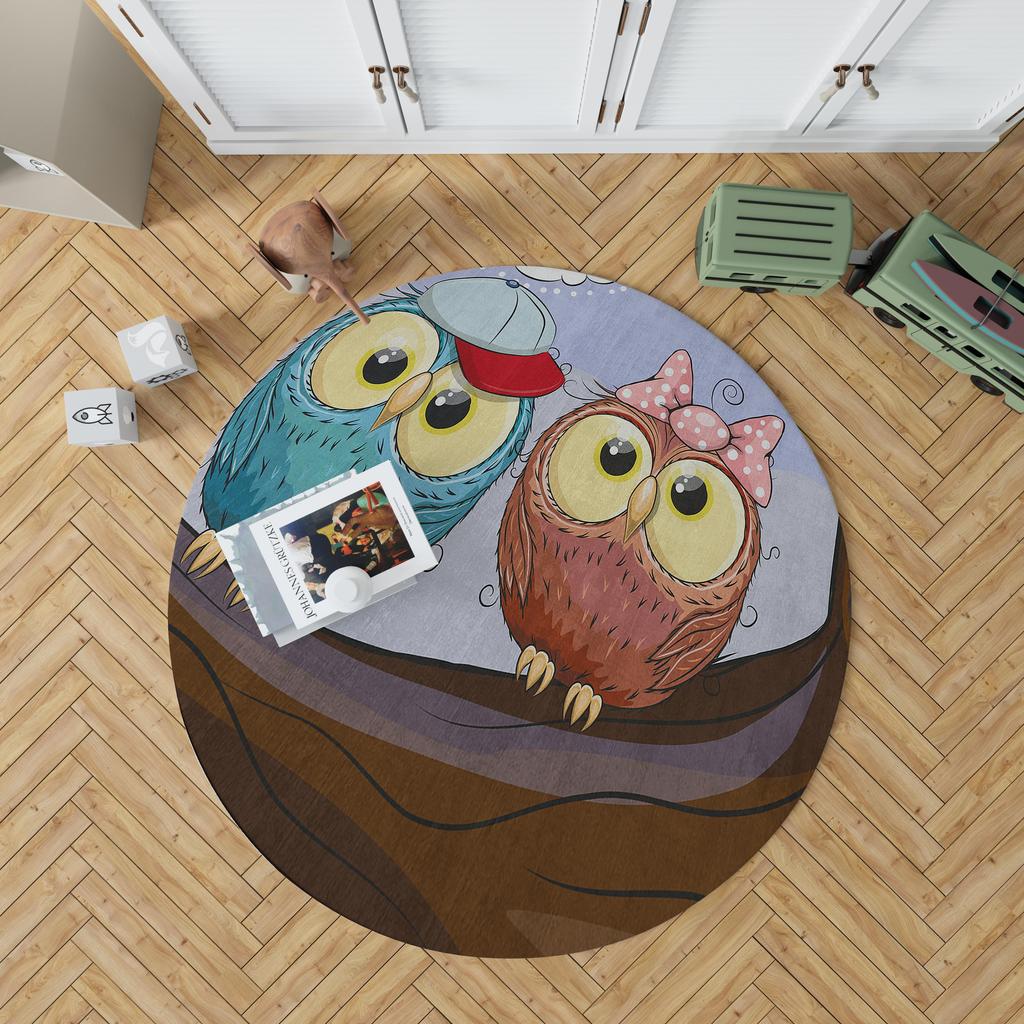 Декоративный хлопковый тканый ковер с рисунком совы, современный, тонкий, моющийся устойчивый к пятнам трендовый тканый напольный ковер для комнаты