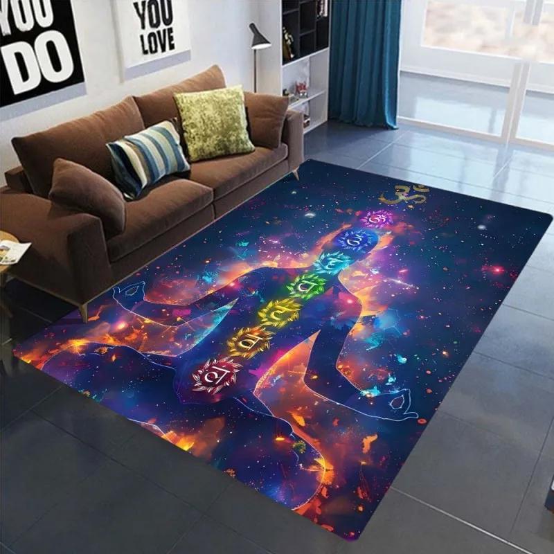 Meditation Chakras Design Area Rugs Non-Slip Carpet Mat for Bedroom Living Room Decor Rug Spiritual Home Mat Living Room Decor