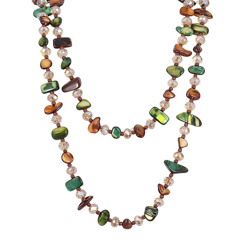 Fashion Bohemian Antique Necklace Colorful Stackable Double Layers Necklace Shell Beaded Long Necklace Women Girls