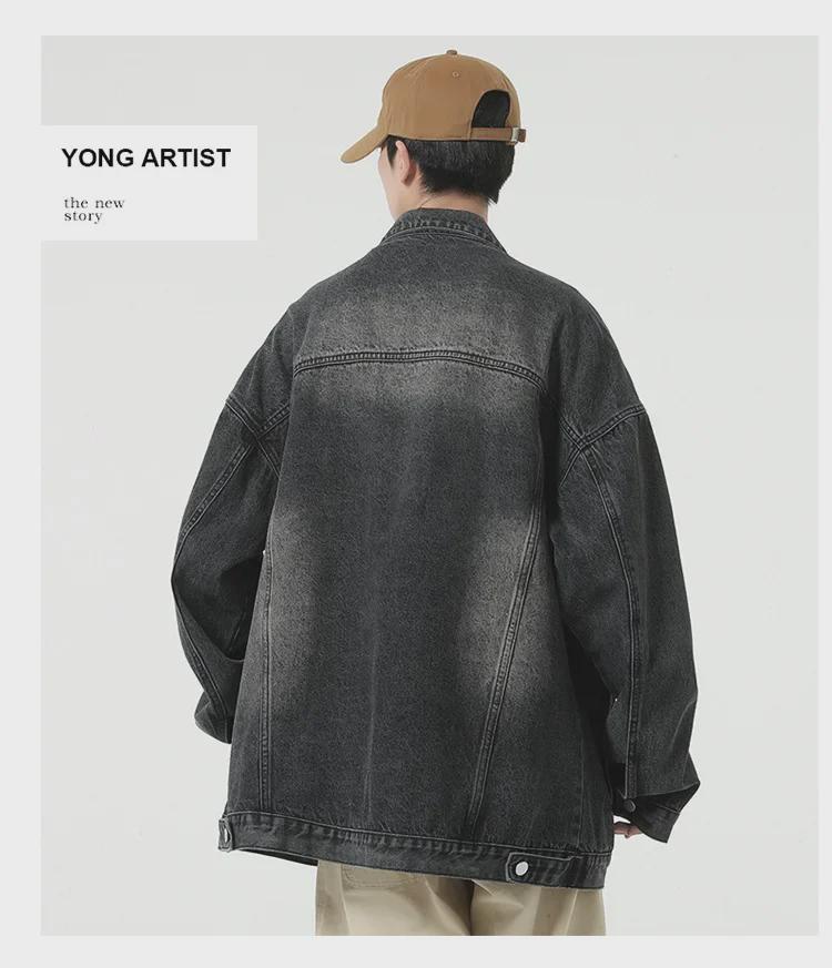 Осень/Зима 2023 Мужская джинсовая куртка свободного кроя - Модная верхняя одежда с лацканами и пуговицами