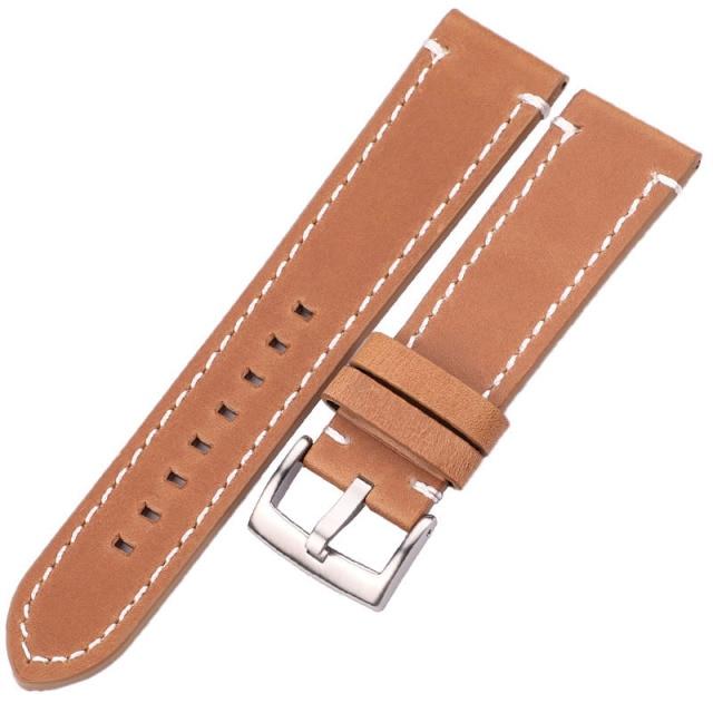 Genuine Leather Watchbands 18mm 20mm 22mm 24mm Black Dark Brown Women Men Cowhide Watch Band Strap Belt With Buckle
