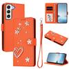 Double-Layer Heart Floral Vegan Leather Phone Case For Samsung Galaxy S26+ 5G, Magnetic Flip Wallet Cover With Wrist Strap & Card Slots