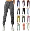 Women's Solid Drawstring Casual Workout Pants Drawstring Leggings Quick Dry Running Exercise Pants