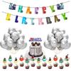 Game Birthday Party Decor Suit Supplies Set Balloon Banner Caketopper