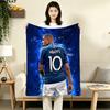 1PC Mbappe Patterned Flannel Blanket Suitable For All Seasons For Home Decor Warmth And Comfort Gifts Holiday Present