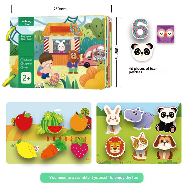 Детская тихая книжка с отрывными страницами: Развивающая игрушка на липучках