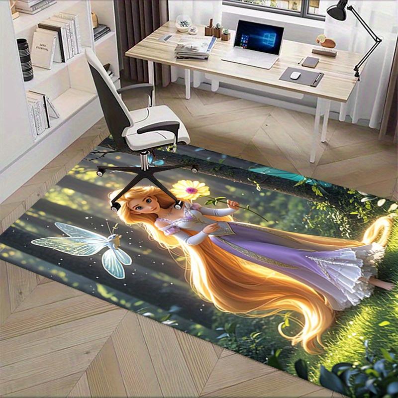 3D Printed Princess,Forest,Butterflies Anti-Slip Rug - Machine Washable Office Rug for Living Room, Bedroom, Office - Multiple Sizes
