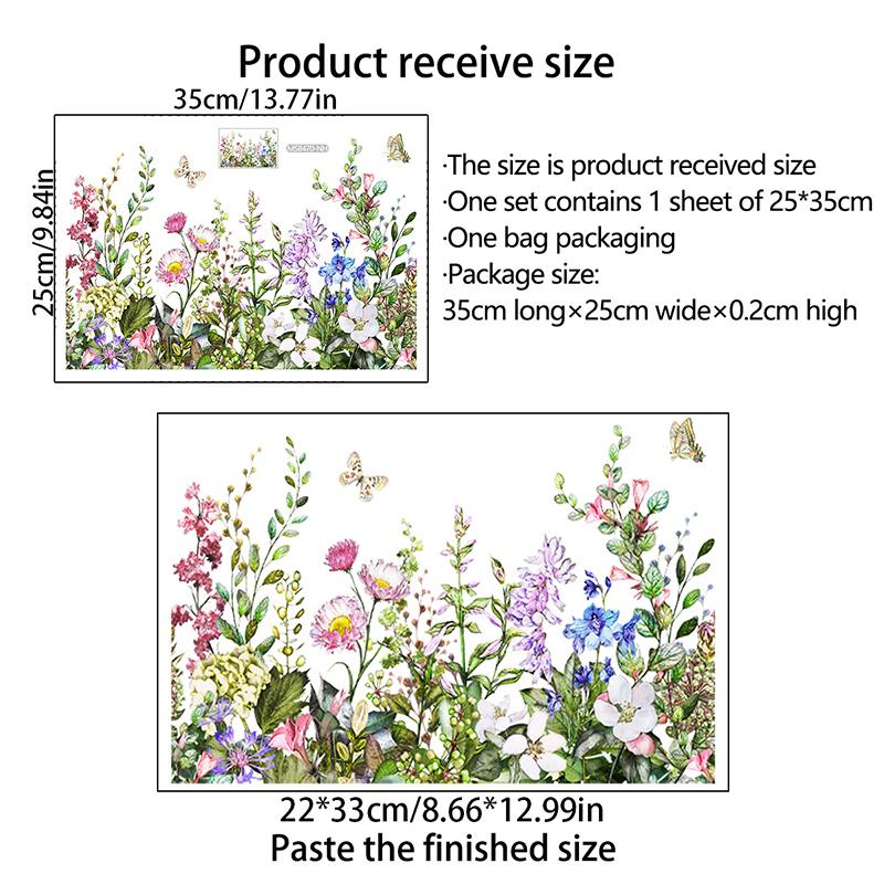 Различные зеленые растения цветы бабочка стикер стены ванная туалет декор