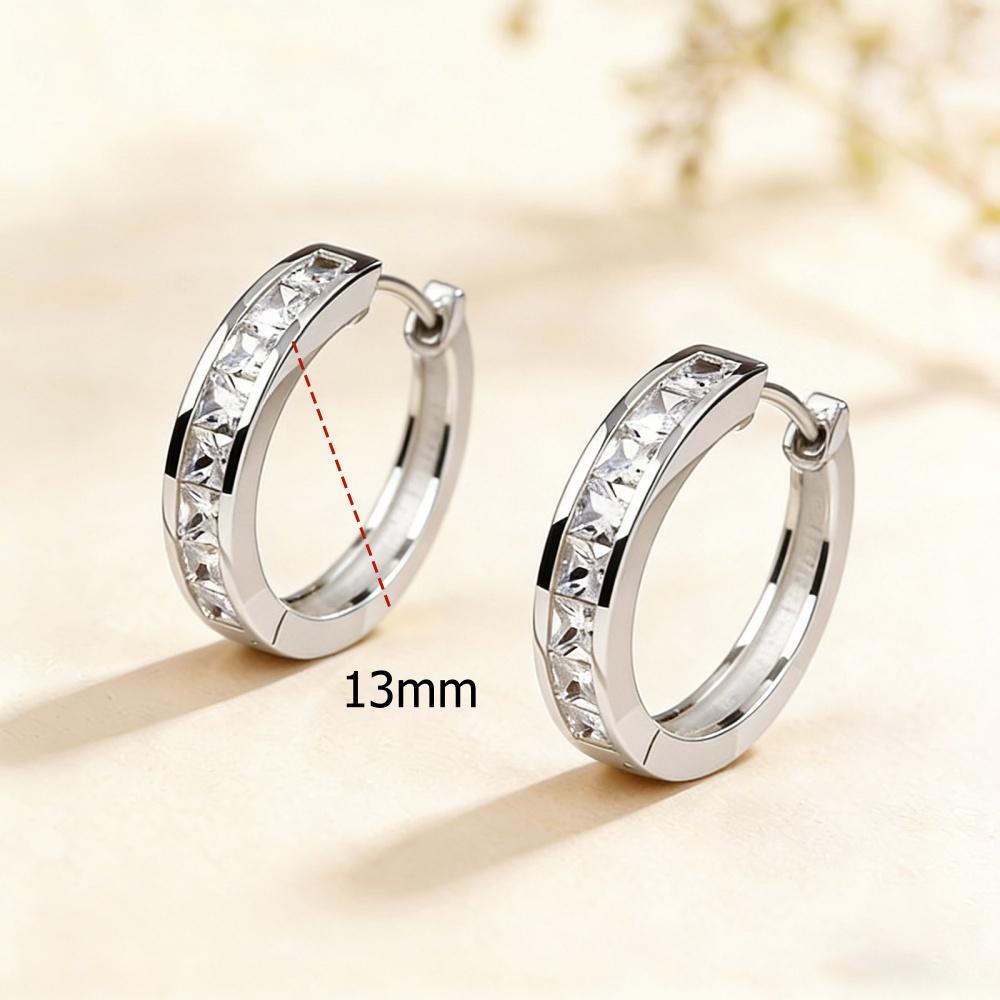 Eco Friendly Copper Shiny Cubic Zirconia Earrings For Women Simple Exquisite Golden Silver Color Round Earring Jewelry Gifts