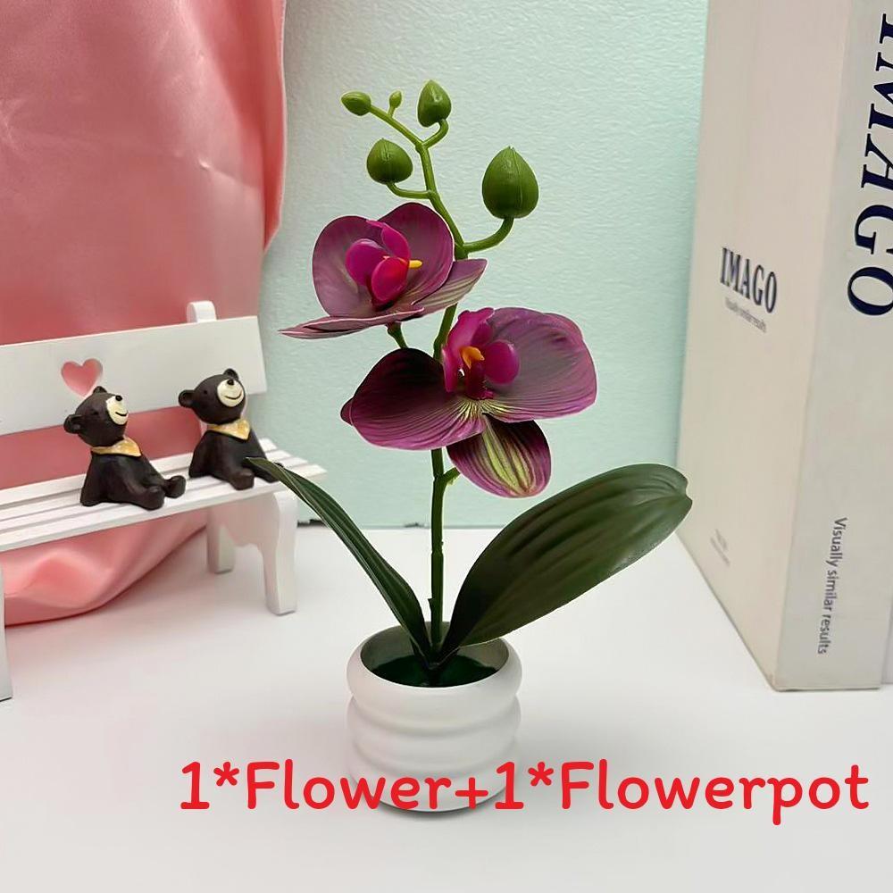 Potted Faux Phalaenopsis Flower For Event Decor And Indoor Embellishment Home