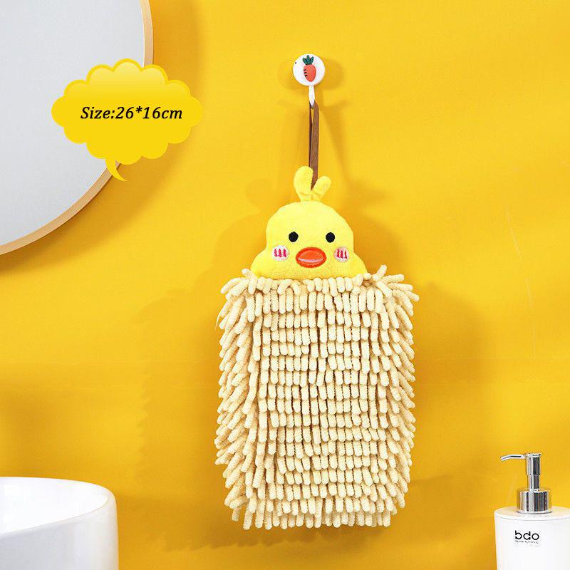 Kitchen and Bathroom Hand Towels Hanging Chenille Absorbent and Quick-drying Cartoon Cute Towels Household Cleaning Towels