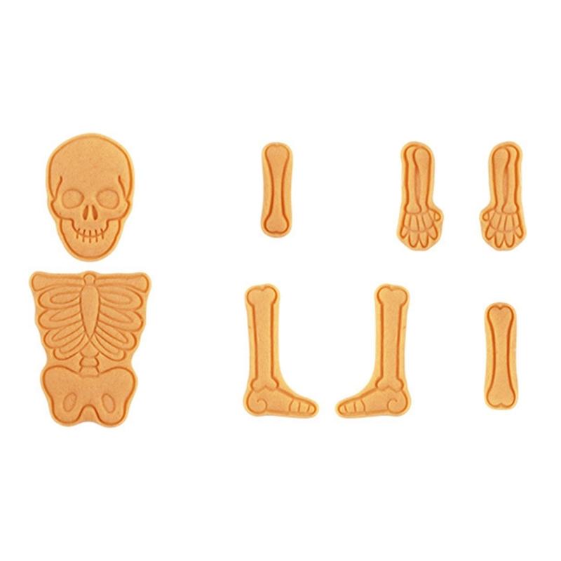 2Set Cookie Stamps Halloween Skeleton Biscuits Molds Fondant Biscuits Pastry Cookie Cutters Baking Decoration Supplies