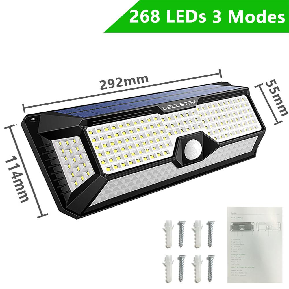 268 LED Solar Reflector Lights 3 Modes Waterproof Motion Sensor Spotlight Outdoor Lighting Solar Street Lights for Patio Garage