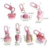 Gourmet Hamburger Pig Animal Keyring Resin Pig Food Keychain Creative Pink Pig Metal Keychain  Kids