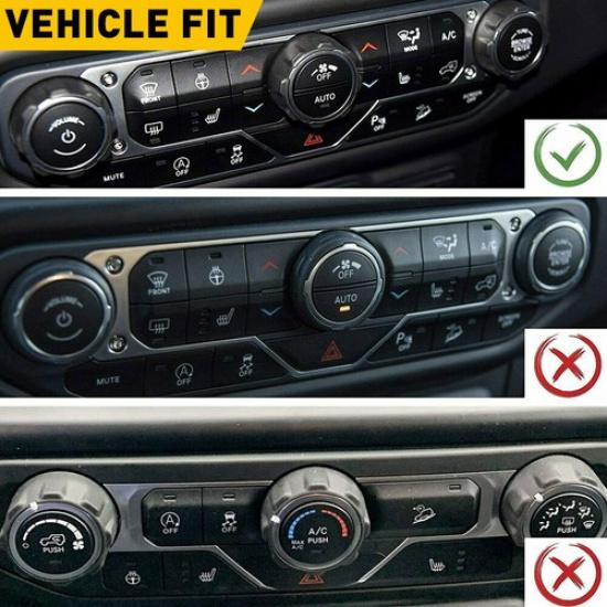 Aluminum A/C Knob Switch Trim Cover For Jeep Wrangler JL JT 2018+ Accessories V