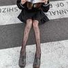 Черные женские носки в стиле панк, ажурные чулки в сетку, колготки, сетчатые чулки