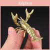 Pen Brass Holder Ornament Lobster Retro Animal Exquisite Crayfish Figurines Miniatures Office Desktop Decorations Craft Artwork Collection Pen Stand