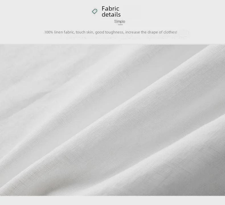 Men's Casual White Linen Shirt - Breathable, Loose-Fit, Three-Quarter Sleeve