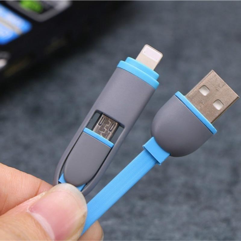 VAORLO Зарядный кабель 8Pin Micro 2 в 1, кабель для передачи данных для Samsung Android iphone с защитой головы, стабильная быстрая зарядка