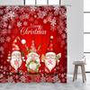 Cartoon Santa Claus Shower Curtains White Snowflake Wreath Blue Christmas Bath Curtain Set Fabric Home Bathroom Decor With Hooks