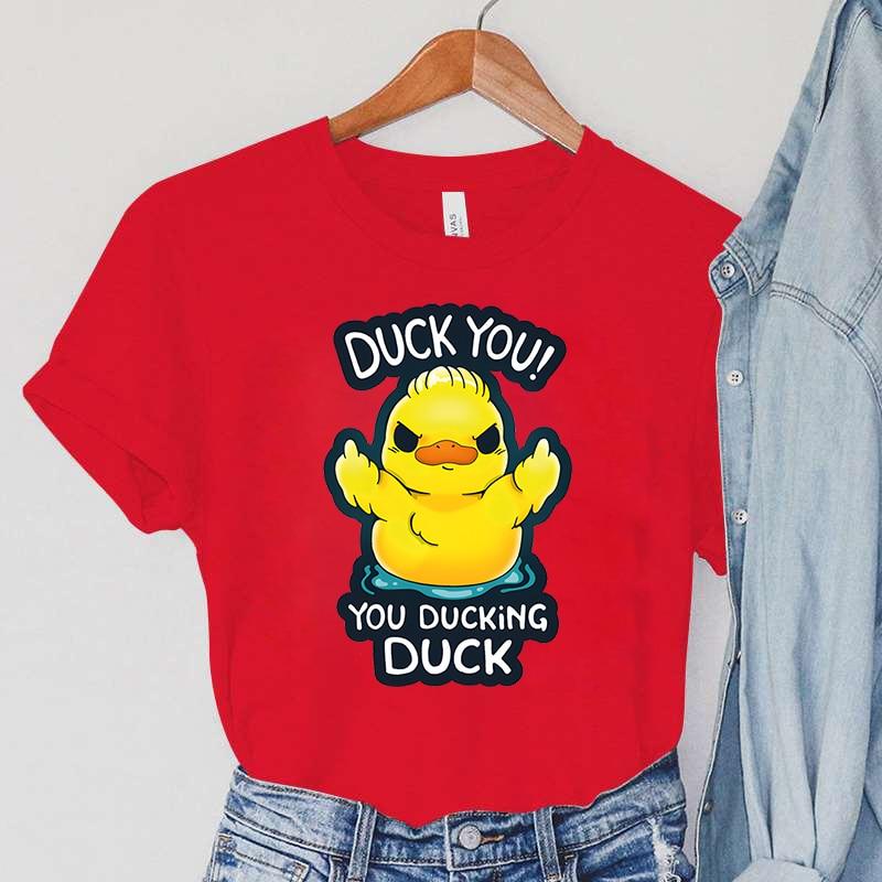 Футболки с героями мультфильмов DUCK, женская одежда с животными DUCK YOU! Винтажные женские футболки с принтом YOU DUCKING DUCK, женские футболки Anger DUCK