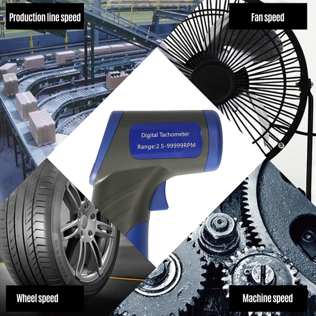 Цифровой тахометр Лазерный тахометр Ручной измеритель оборотов в минуту Спидометр (Диапазон измерения 2,5-99999 об/мин)