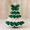 Handmade Crochet Christmas Tree DIY Xmas Tree Crochet Craft Starter Set with Bow And Faux Pearl for Beginners Knitting Holiday Decoration