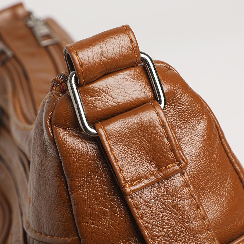 Сумка-мессенджер для женщин среднего и пожилого возраста, женская однотонная сумка из мягкой кожи с несколькими карманами