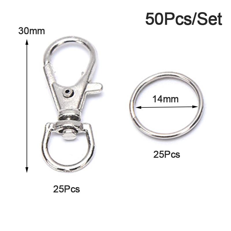 50Pcs Metal Swivel Lobster Clasps Clips Hook Diy Jewelry Craft