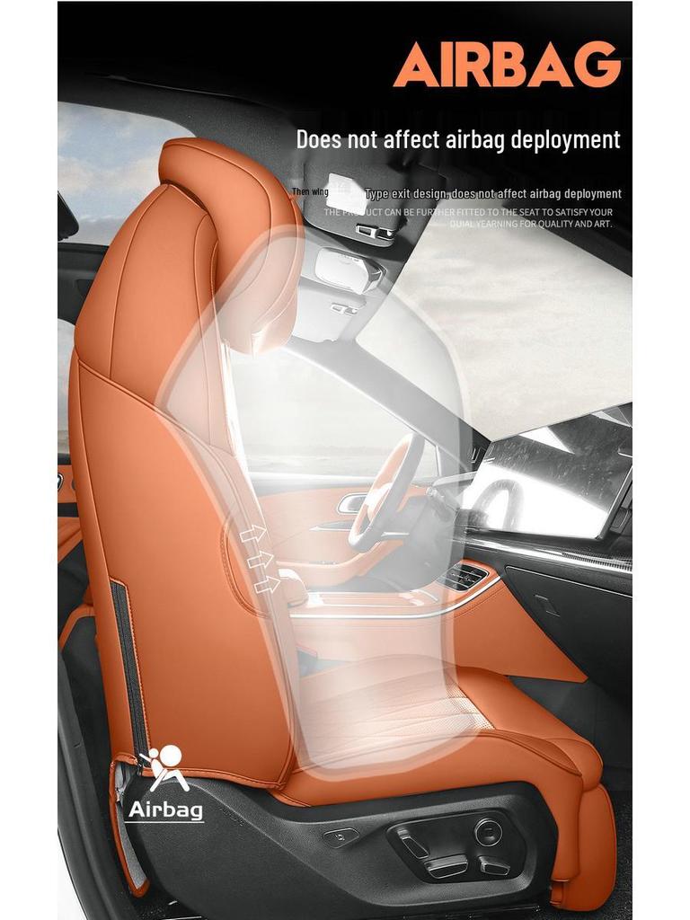 Nezha L Universal Full Leather Car Seat Cushion - Perforated, Full Surround, All-Season Cover.