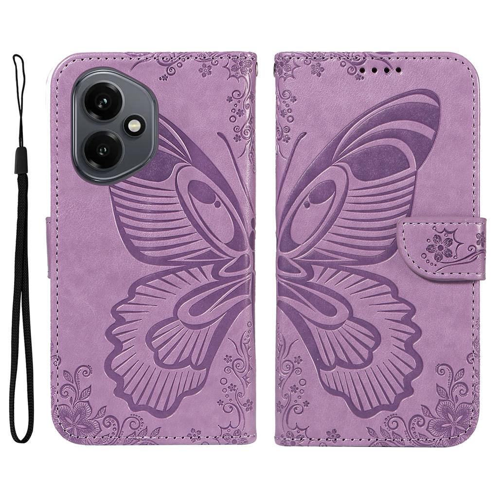 For Honor 400 5G (Global) Case Butterfly Pattern PU Leather Folio Flip Phone Cover - Red