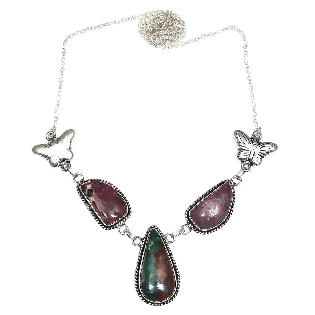 Ruby Zoisite Gemstone Mother's Day Handmade Silver Jewelry Necklace 20 In